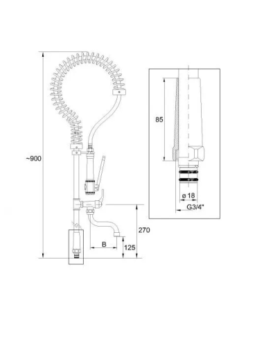 Profesionāls virtuves priekšskalošanas maisītāja komplekts Idral KPR25/90, hromēts misiņš - 6