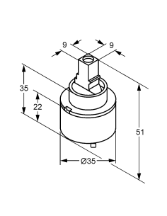 Kasetne krānam 7560500-00 LOGO-MIX, LOGO 35MM - 1 2