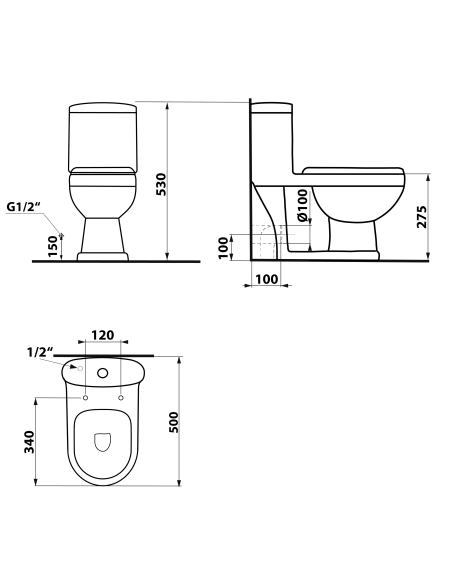 PETIT children´s combi toilet, S-trap/P-trap, white - 8