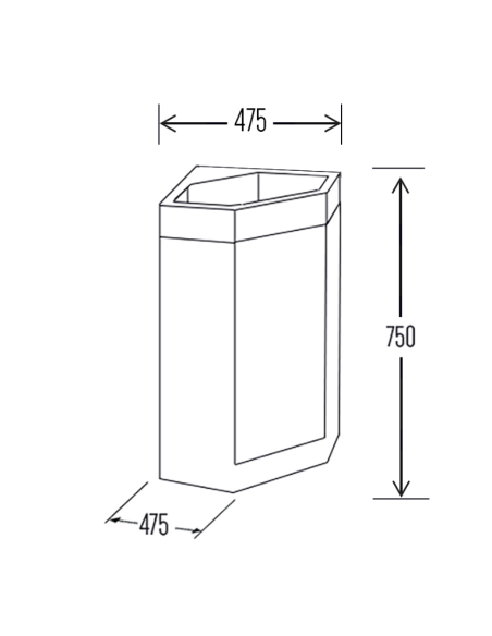 Aqualine Stūra izlietnes bloks Basic 930NVK46T, 47,5x47,5cm - 3