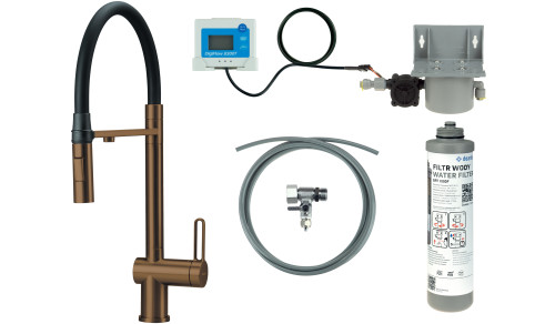 Deante MAGNETIC - Virtuves jaucējkrāns ar ūdens filtrācijas sistēmu un elastīgu snīpi - birstēta bronza - BRMFC75M - 2