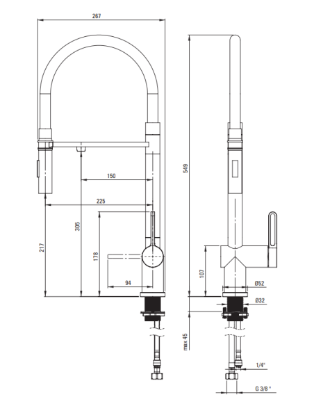 copy of Deante Magnetic Kitchen tap, with water filter connection, with elastic spout BRM_C75M - 4