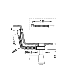 Stiklinio arba nerūdijančio plieno praustuvo adapteris be perpildymo vamzdžio - 13463450 - 2 2