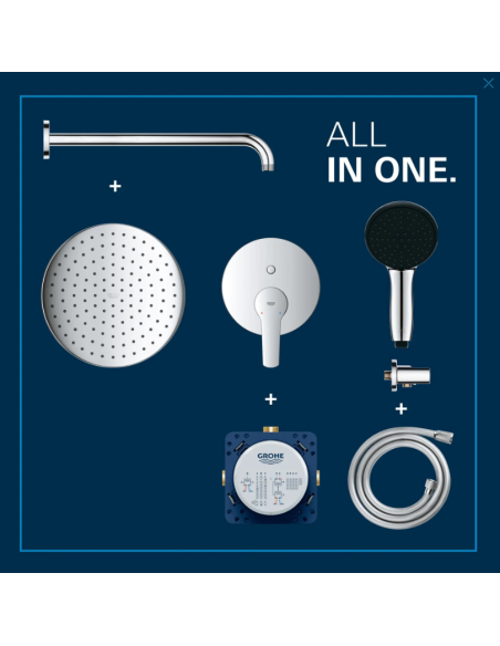 Grohe QuickFix Start - dušas komplekts iebūvējams, diametrs 25 cm, 2 smidzināšanas režīmi, hroms 25292000 - 4
