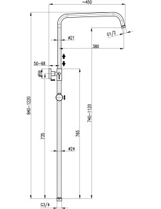 Телескопическая душевая штанга, MD0890MGK 2