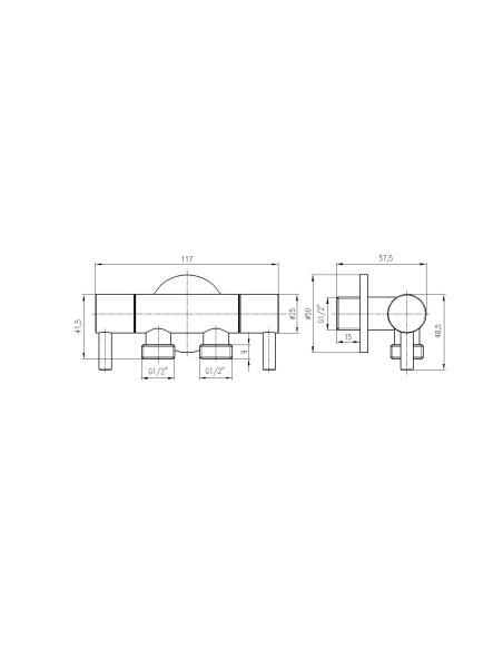 угловой клапан двойной с керамической головкой 1/2" x 2 x 1/2", RV0222