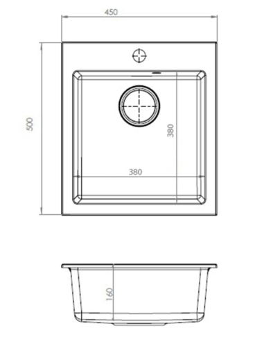 copy of BOOGIE 20 colors. 91 black (45x50) Granital sink with manual siphon - 3