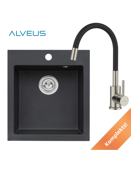 ALVEUS Boogie 20 black granite sink + faucet with flexible spout - 6