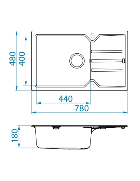 ALVEUS mustast graniidist valamu 78x48cm+kraan+seebidosaator+alus - 2