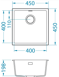ALVEUS black sink 45x45cm, black waste + black mixer tap + chopping board + dispenser - 14 2