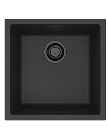 ALVEUS black sink 45x45cm, black waste + black mixer tap + chopping board + dispenser - 4