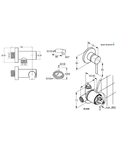 Bidet faucet set concealed 389990576, BOZZ - 2