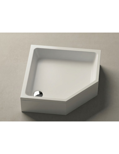 Dušas paliktnis F-90 885x885mm ar kājām un L-veida paneli, balts