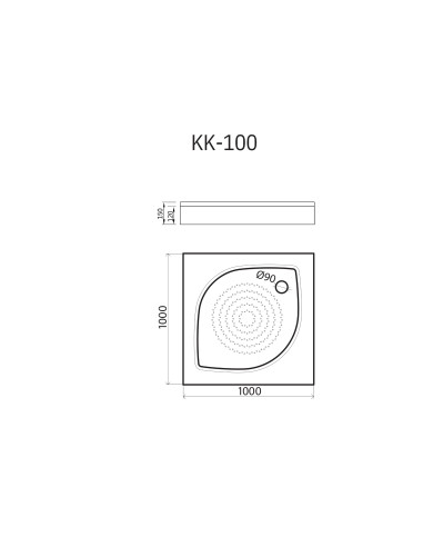 Dušas paliktnis KK-100 1000x1000mm ar kājām un L-veida paneli balts