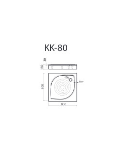 Dušas paliktnis KK-80 800x800mm ar kājām un L-veida paneli, balts 2