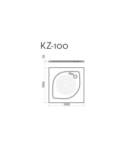 Dušas paliktnis KZ-100 1000x1000mm balts