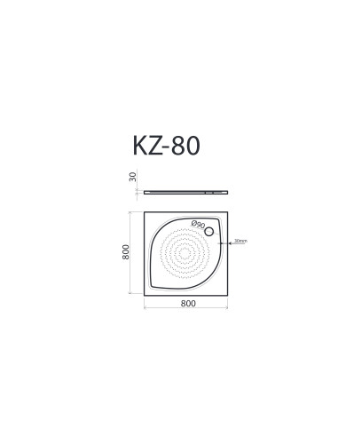 Dušas paliktnis KZ-80 800x800mm balts