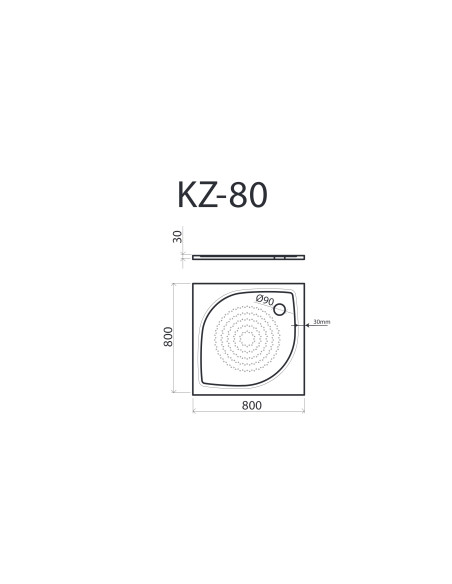 Dušas paliktnis KZ-80 800x800mm balts