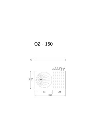 Dušas paliktnis OZ-150 1500x900mm, balts
