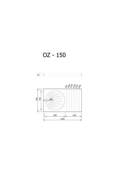 Dušas paliktnis OZ-150 1500x900mm, balts