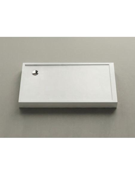 Dušas paliktnis QQ-145L 1450x800mm ar kājām un L-veida paneli, kreisais, balts