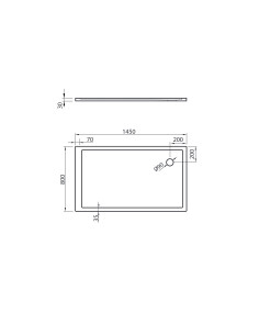 Dušas paliktnis QZ-145R1450x800mm, labais, balts 2