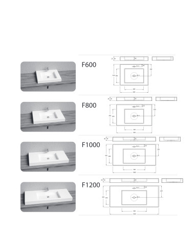 Izlietne F-600 600x450x80mm balta