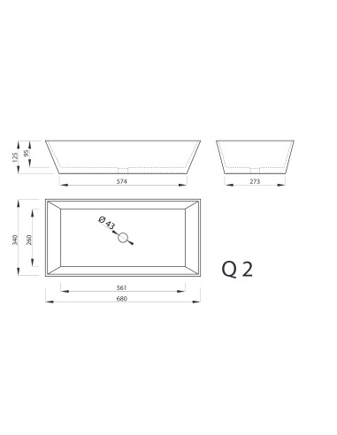 Izlietne Q2 680x340x125mm balta