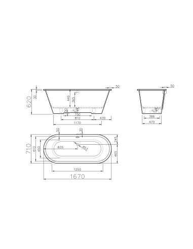 Vanna ACCENT 1670x710mm, balta