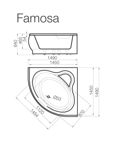 Vanna FAMOSA 1490x1490mm, balta