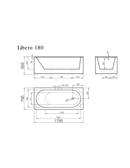 Vanna LIBERO 180 1795x795mm, balta