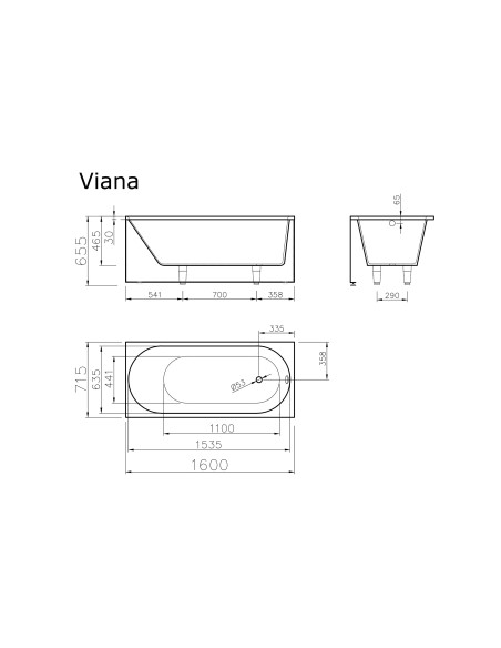 Vanna VIANA 1600x715mm, balta