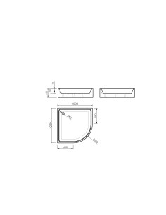 Shower tray R-100 (1000x1000) white, with panel 2