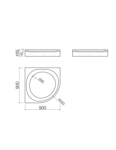 Shower tray RS-90 (900x900) white, with panel