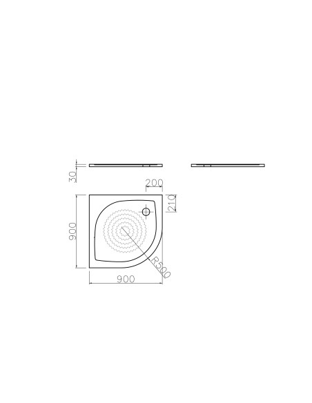 Dušas paliktnis RZ-90 R-550, 900x900mm, balts