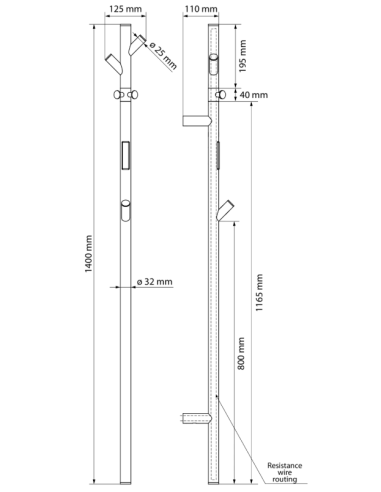 Apsildāmais dvieļu žāvētājs VERTEX, 1400 mm, stienis, 35 W, nerūsējošais tērauds, melns - 3