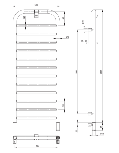 SILIA - dvieļu žāvētājs, elektriskais - augstums 121 cm - matēts zelts - AGI_RG41E - 2