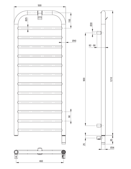 SILIA - Bathroom heater, electric - height 121 cm - matte gold - AGI_RG41E - 2