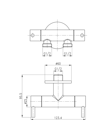 Double angle valve for toilet and hygienic bidet shower, chrome - 2