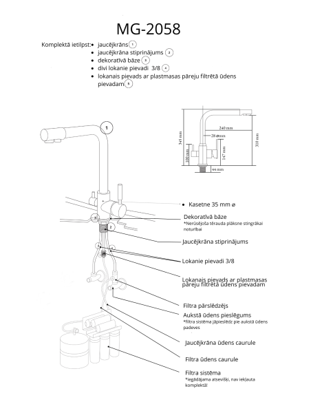 Virt.izlietneskrāns ar izv.filt.ūdenimMG-2058, ABAVA