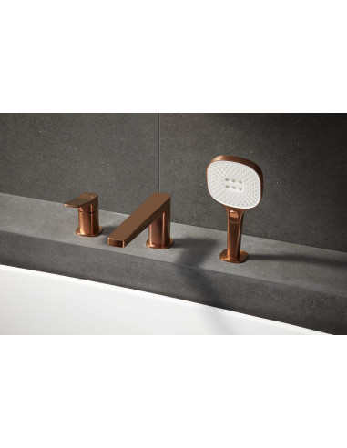 MALAGA BRUSHED ROSE GOLD 3 bedrīšu vannas maisītājs uz virsmas 4525-210-34