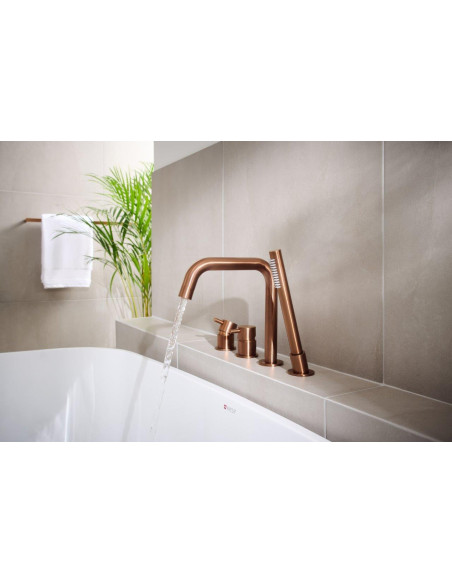 MOZA BRUSHED ROSE GOLD 4 bedrīšu vannas maisītājs uz virsmas 5035-210-34