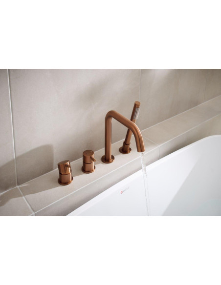 MOZA BRUSHED ROSE GOLD 4 bedrīšu vannas maisītājs uz virsmas 5035-210-34