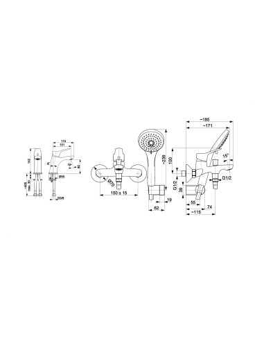 MORRIS zestaw 3/1 bateria wannowa i bateria umywalkowa 5241-003-00
