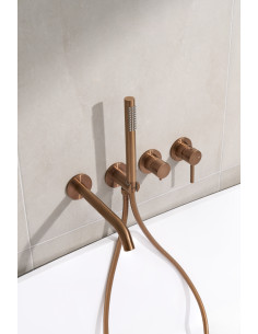MOZA BRUSHED ROSE GOLD iebūvējamā vannas komplekts ar 3 bedrīšu, 2 funkciju maisītāju 5039-411-34 2