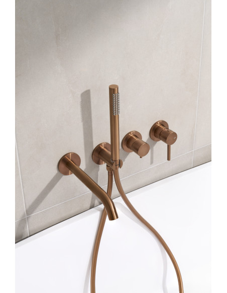 MOZA BRUSHED ROSE GOLD iebūvējamā vannas komplekts ar 3 bedrīšu, 2 funkciju maisītāju 5039-411-34