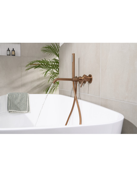 MOZA BRUSHED ROSE GOLD iebūvējamā vannas komplekts ar 3 bedrīšu, 2 funkciju maisītāju 5039-411-34