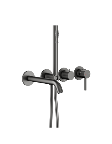 MOZA GUN METAL GREY iebūvējamā vannas komplekts ar 3 bedrīšu, 2 funkciju maisītāju 5039-411-61