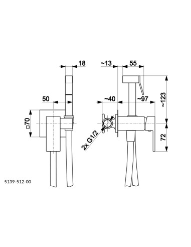 LOGON CHROME iebūvējamais bidē maisītājs 5139-512-00