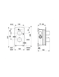 MALAGA HROMS iebūvējamais termostatiskais jaucējkrāns 5759-001-00 2